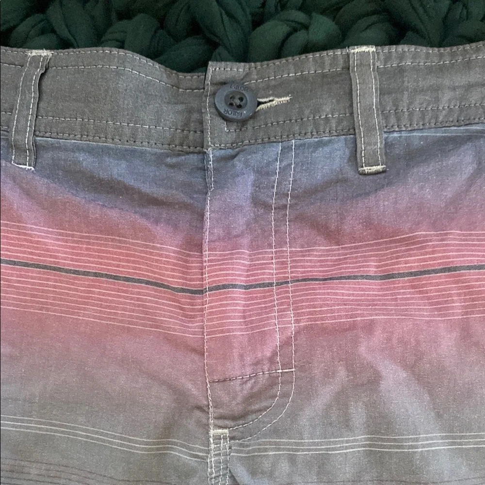 Vapor Kids' Striped Swim Trunks - Pink, Gray, and White